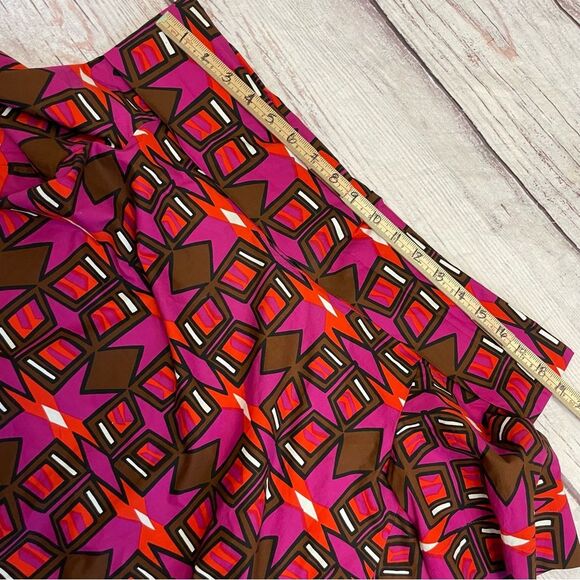 ASPESI Printed Cotton Geometric Off The Shoulder Blouse Red Pink Size 40 = US 4 - Picture 8 of 12
